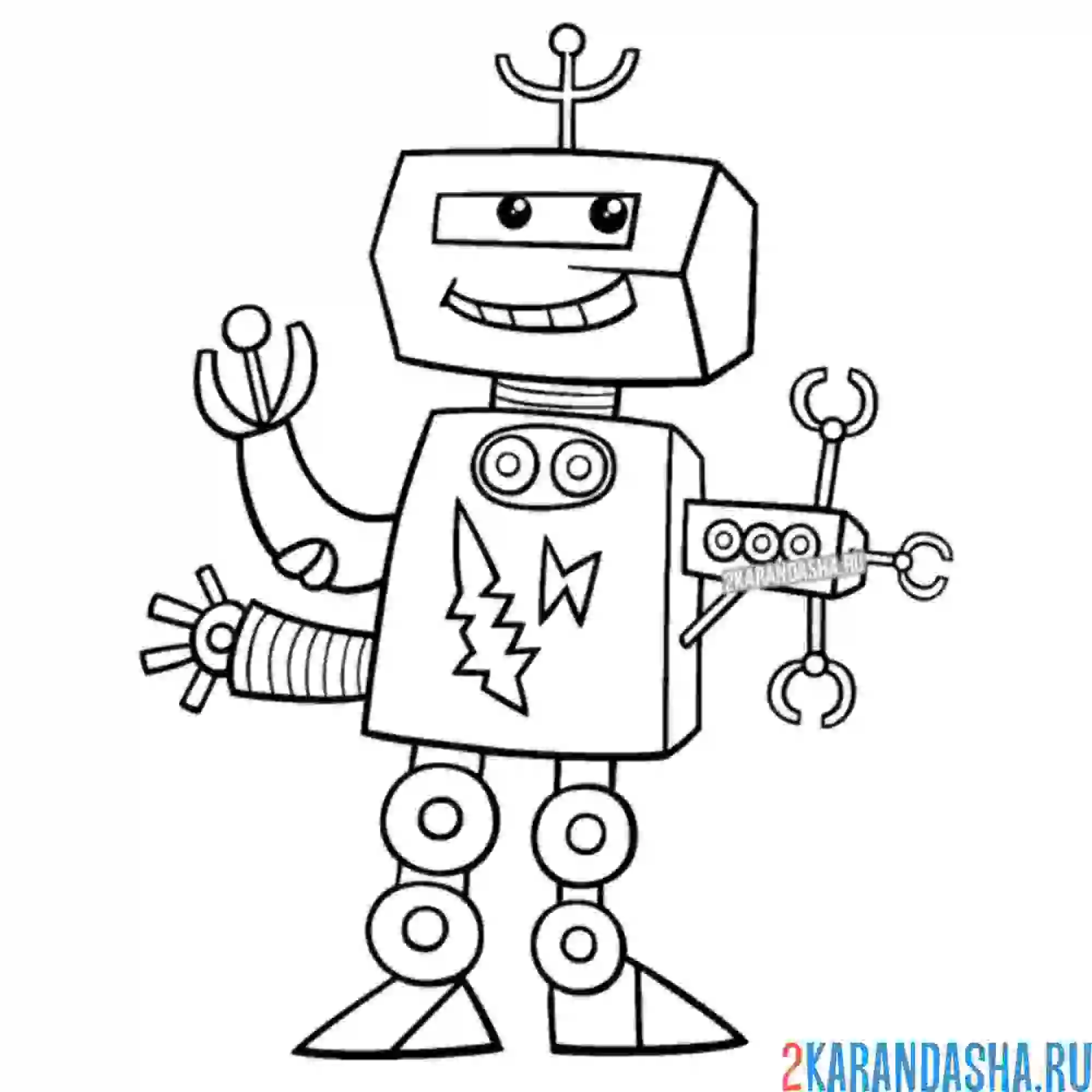 Раскраска робот многорук