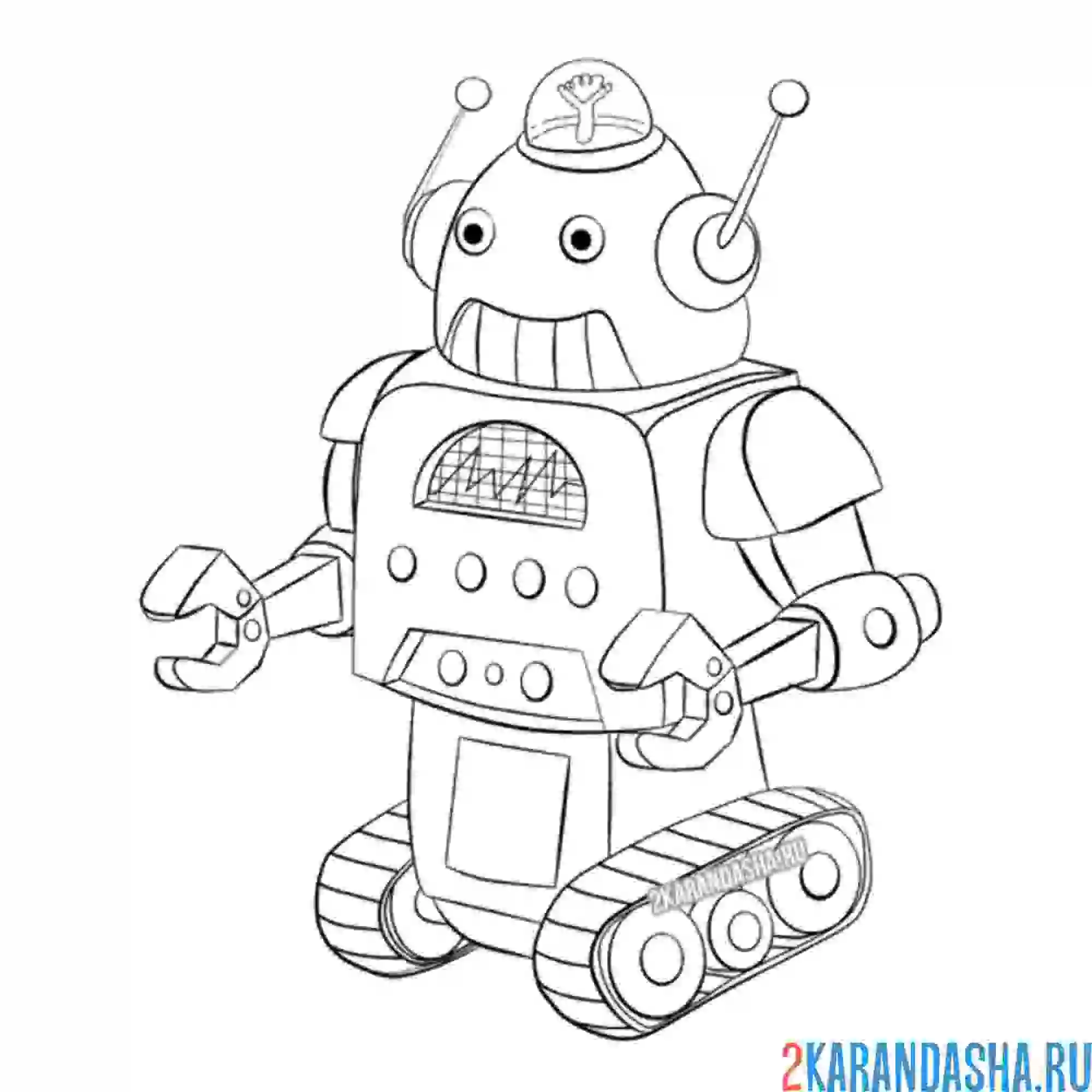 Раскраска робот с сиреной на голове
