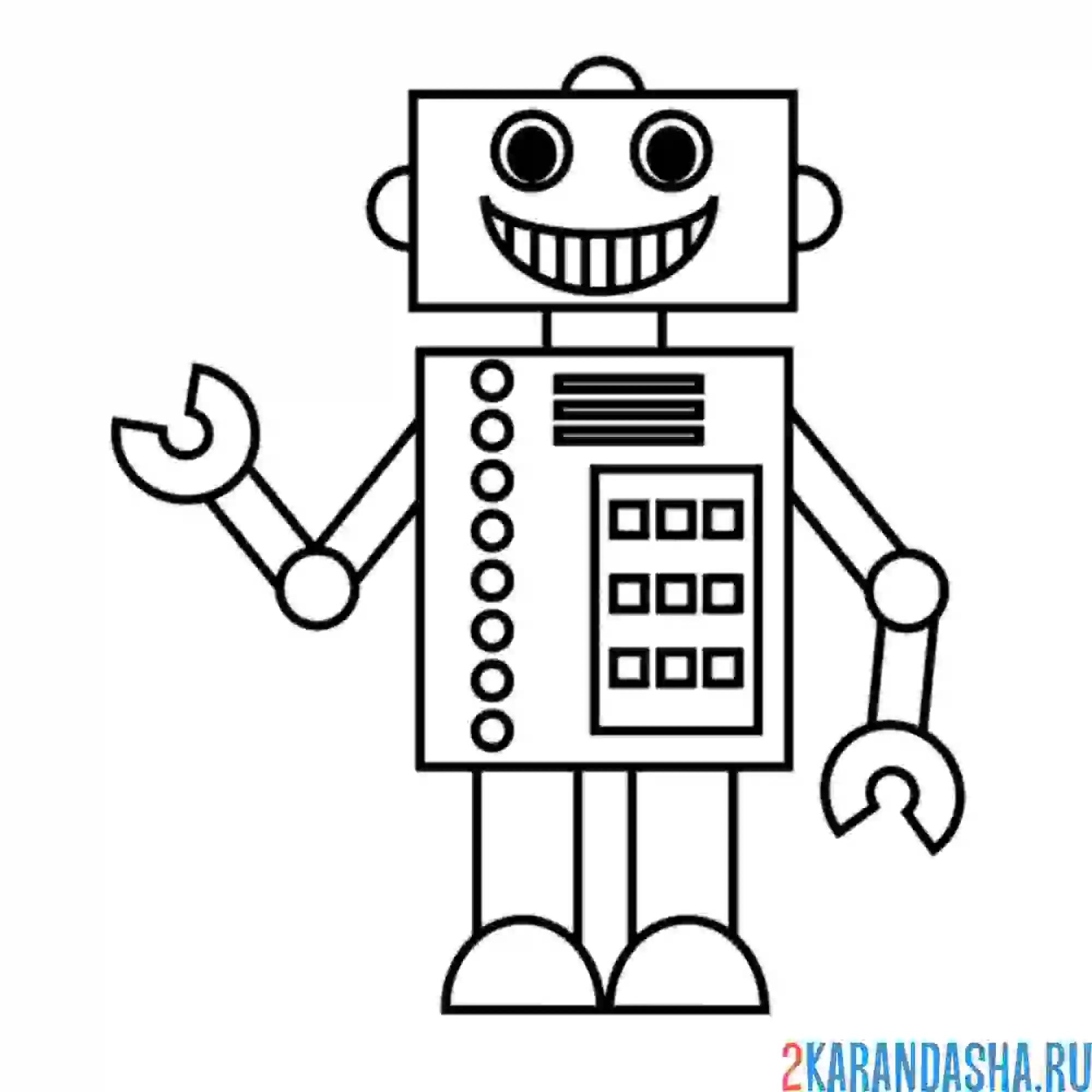 Раскраска робот улыбается