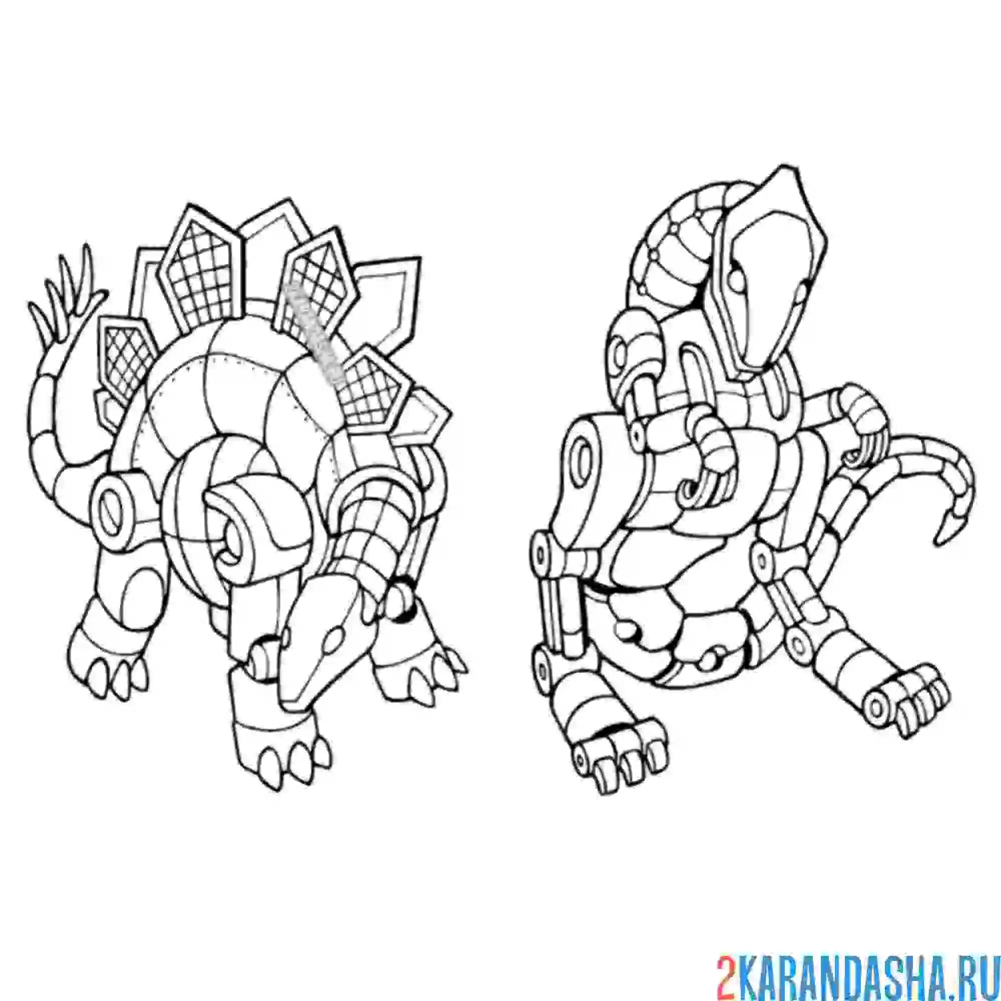 Раскраска роботы динозавры
