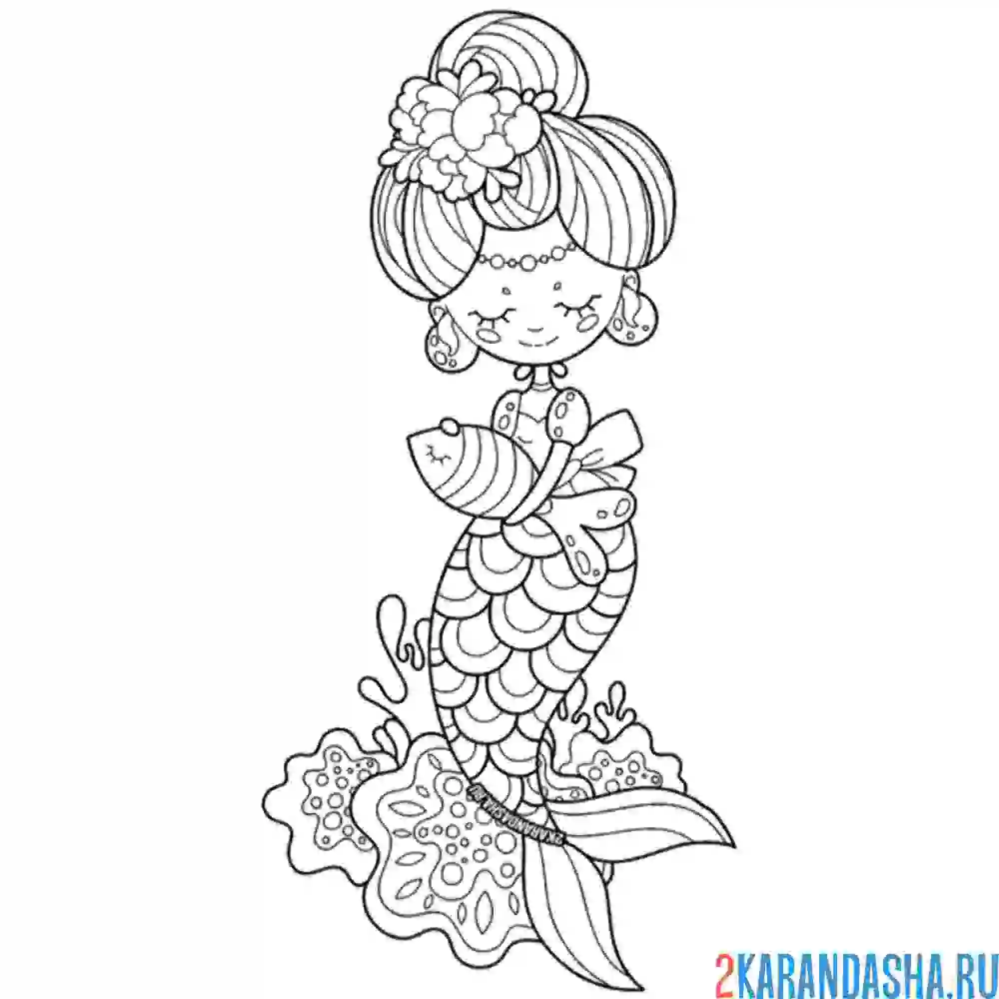 Раскраска русалочка