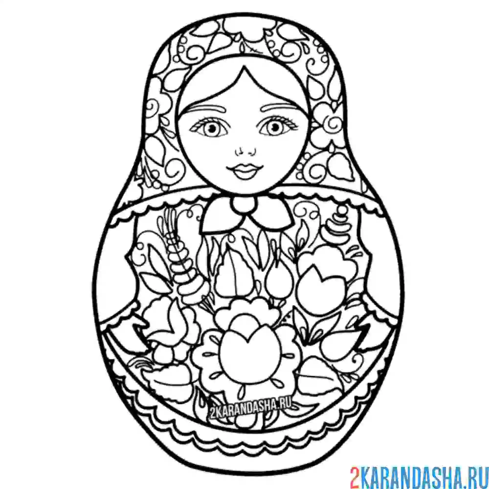 Раскраска русская матрешка