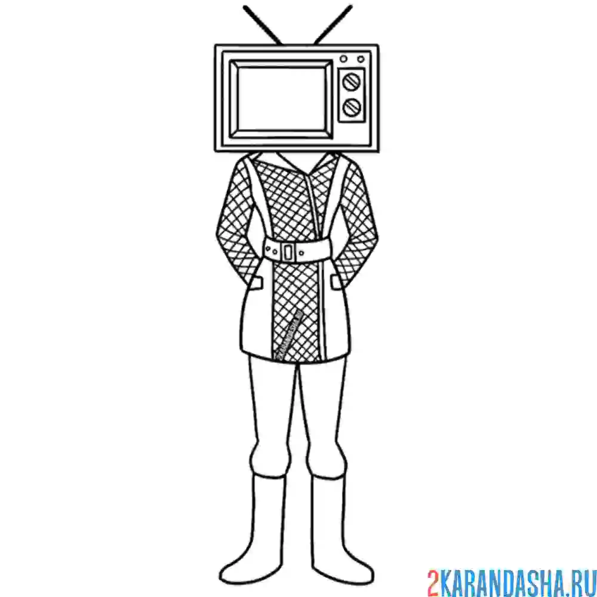 Раскраска скибиди туалет тв вумен