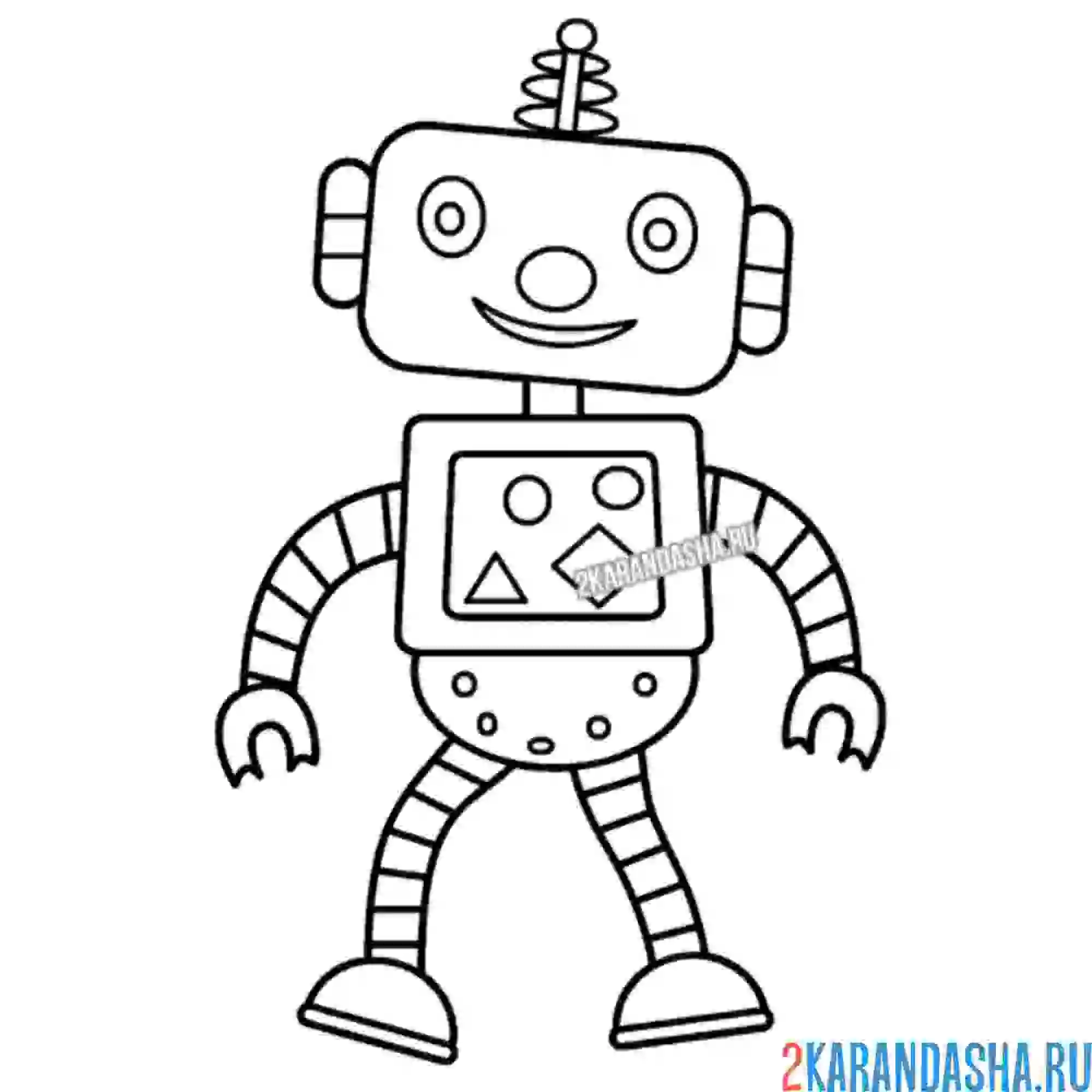 Раскраска смешной робот