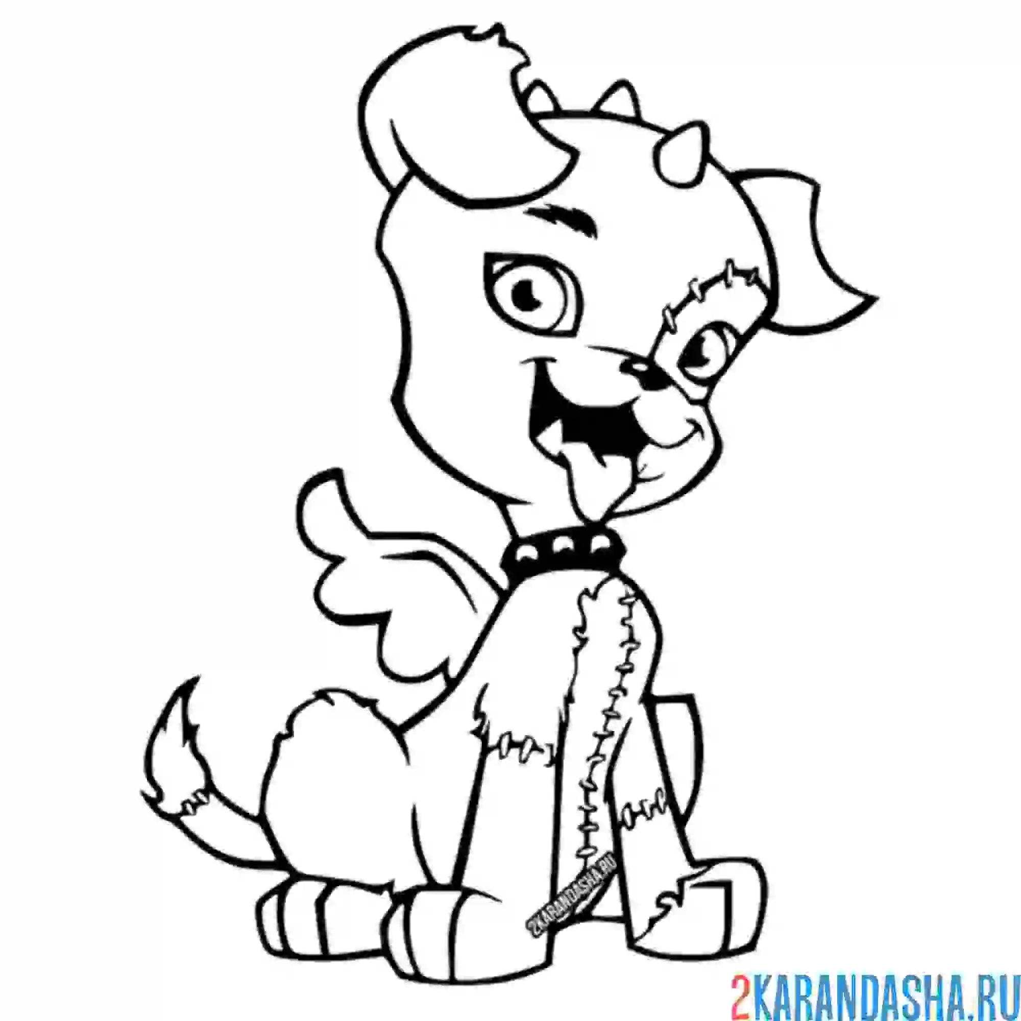 Раскраска монстр хай собачка монстрик