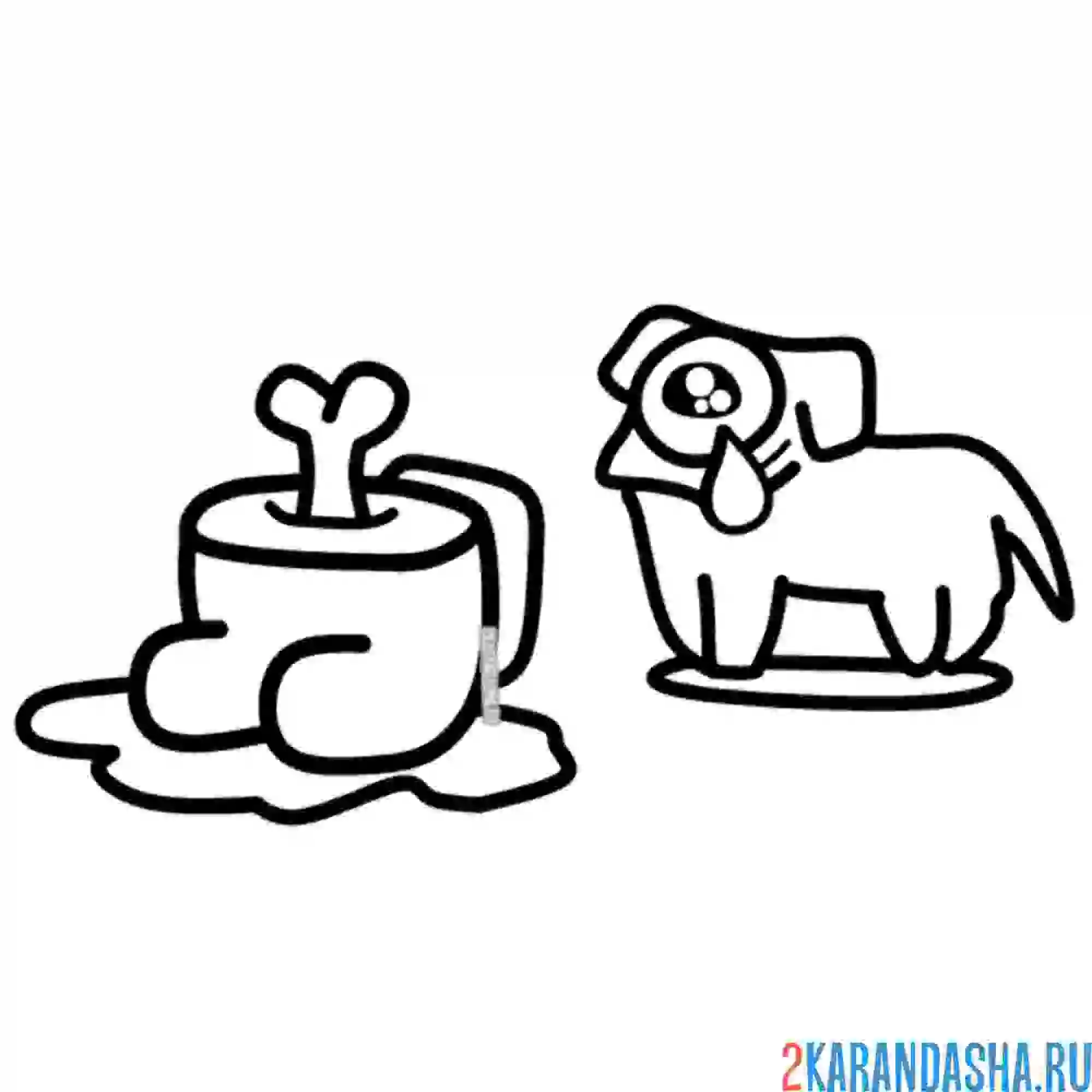 Раскраска плачущая собака питомец и труп амонг ас