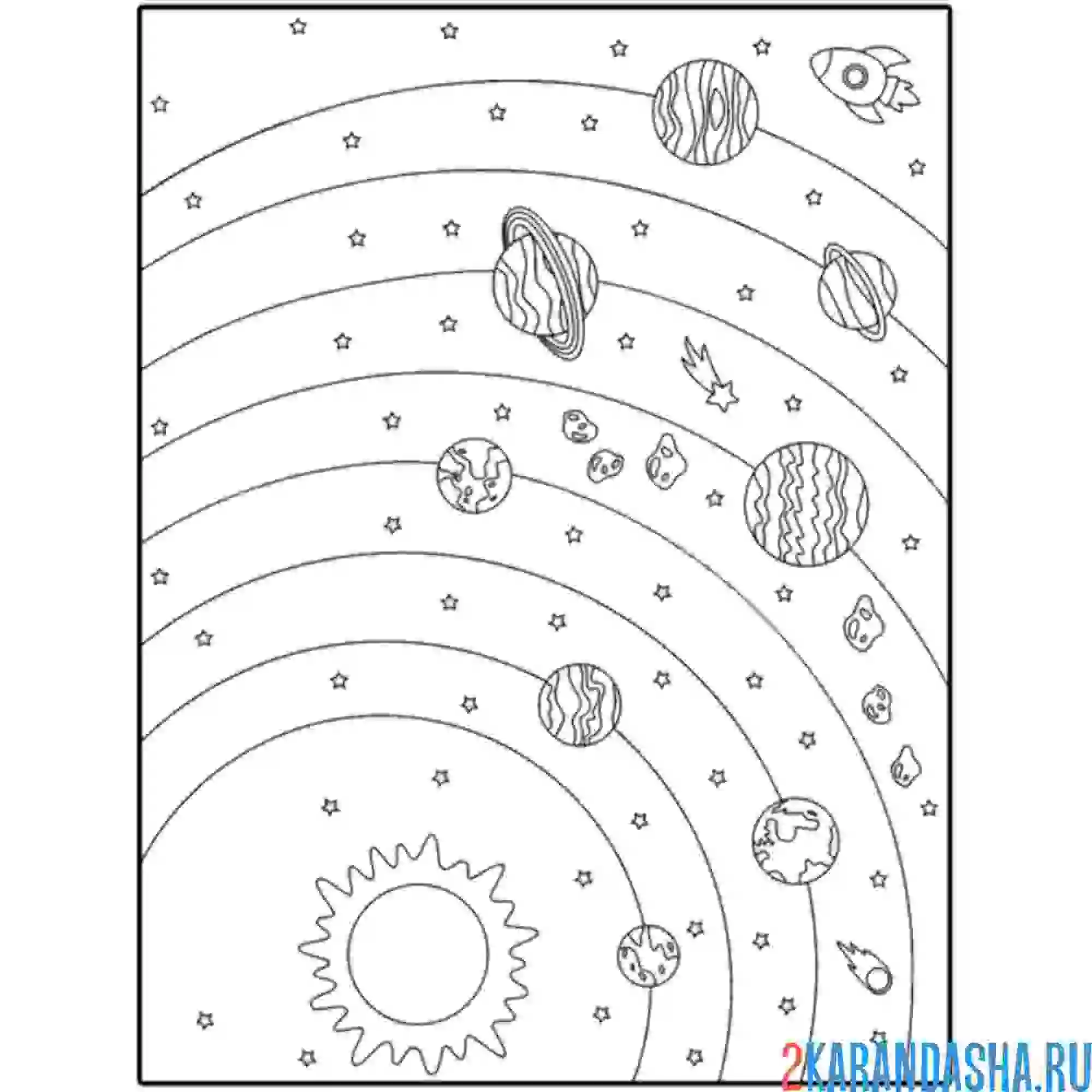 Раскраска соленчная система с известными планетами