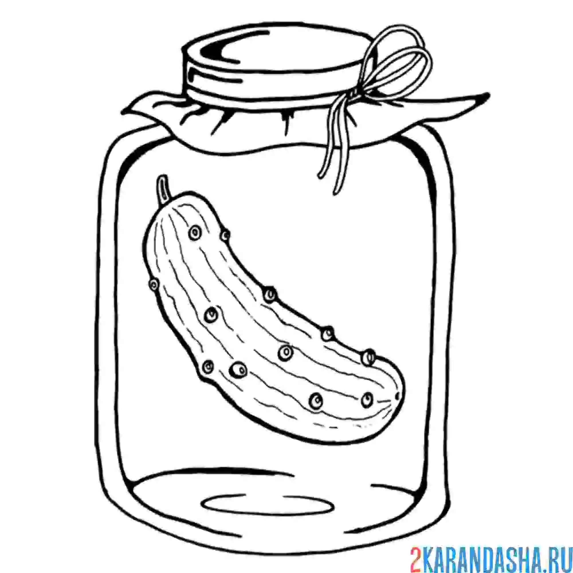 Раскраска соленый огурчик в банке