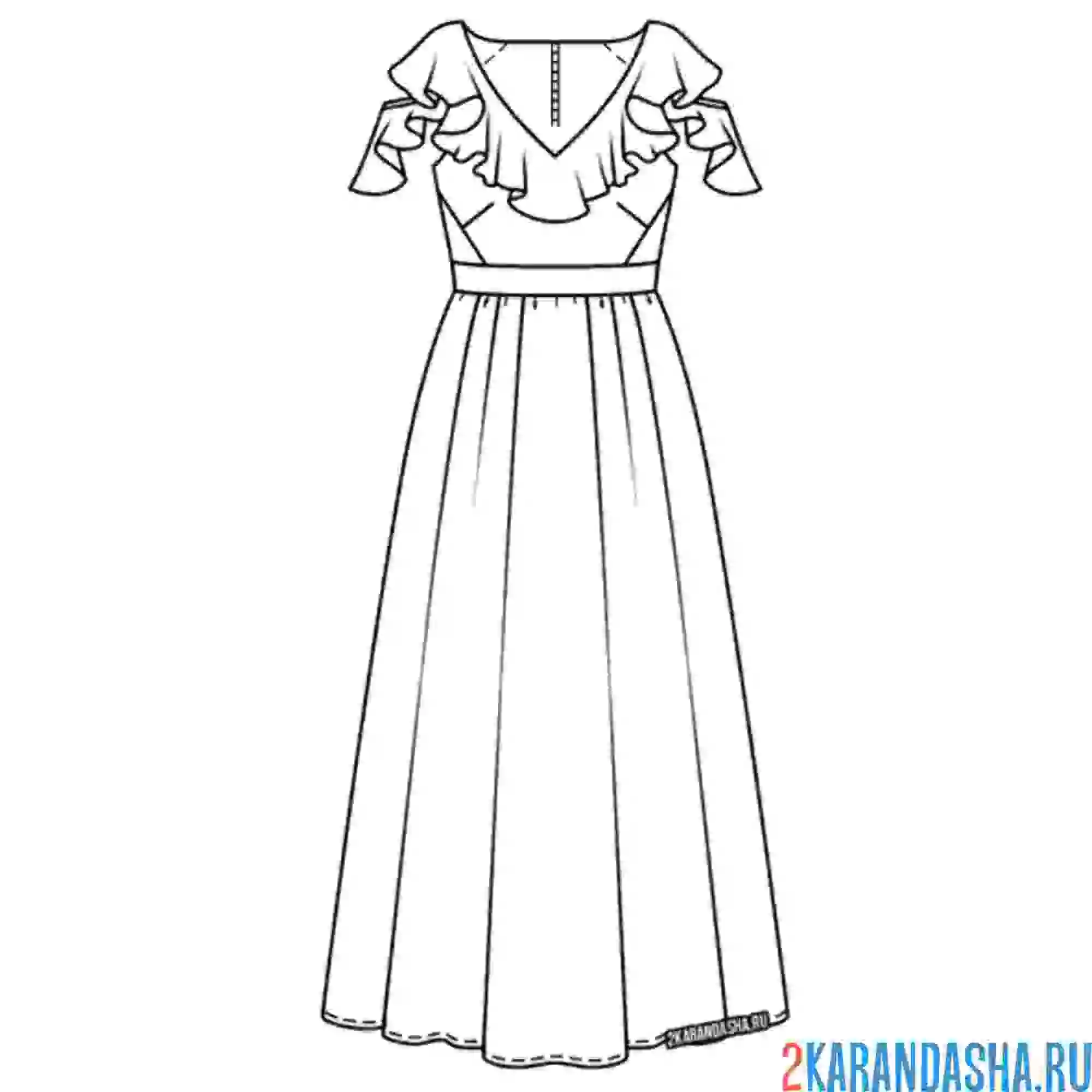 Раскраска строгое летнее платье