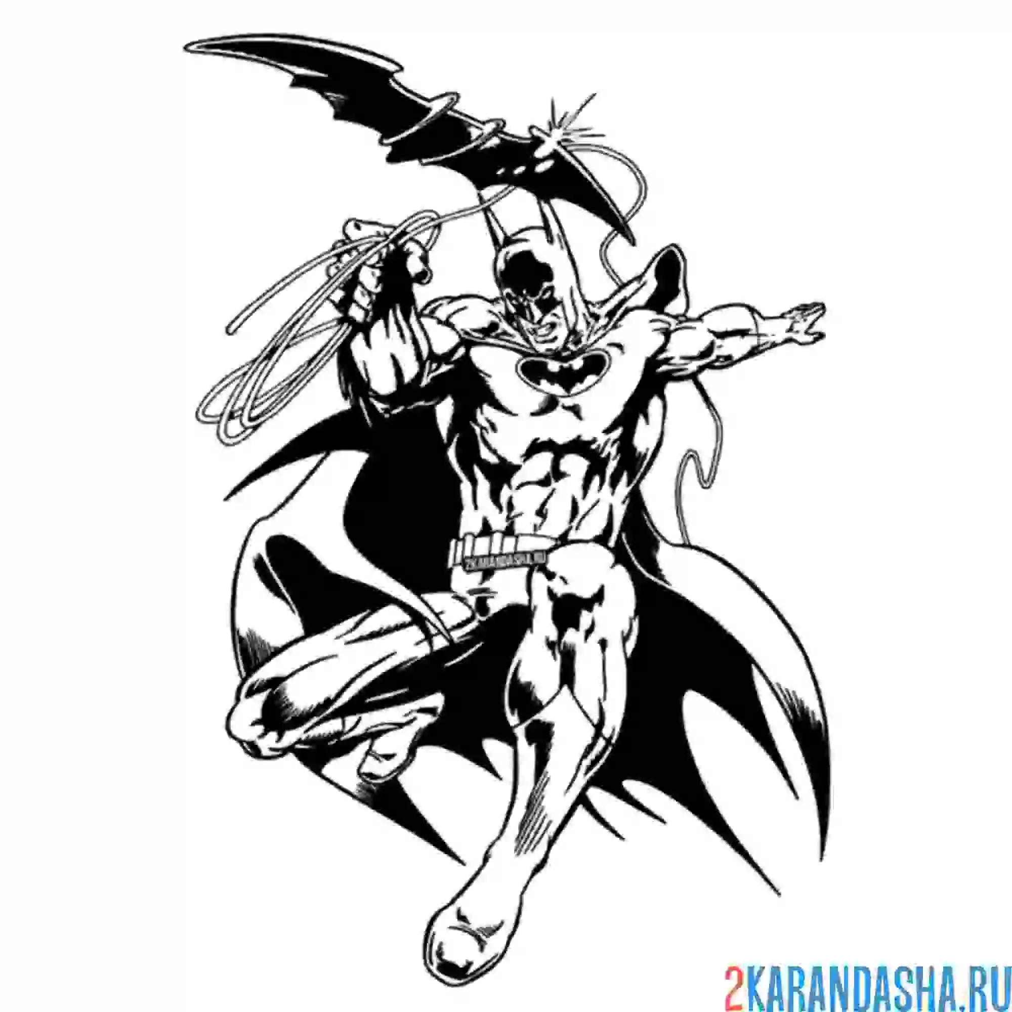 Раскраска супергерой бэтмен летит