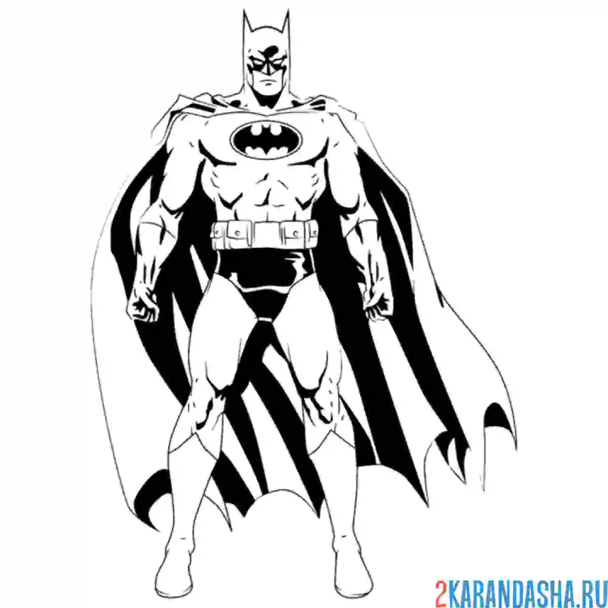 Раскраска супергерой бэтмен стоит