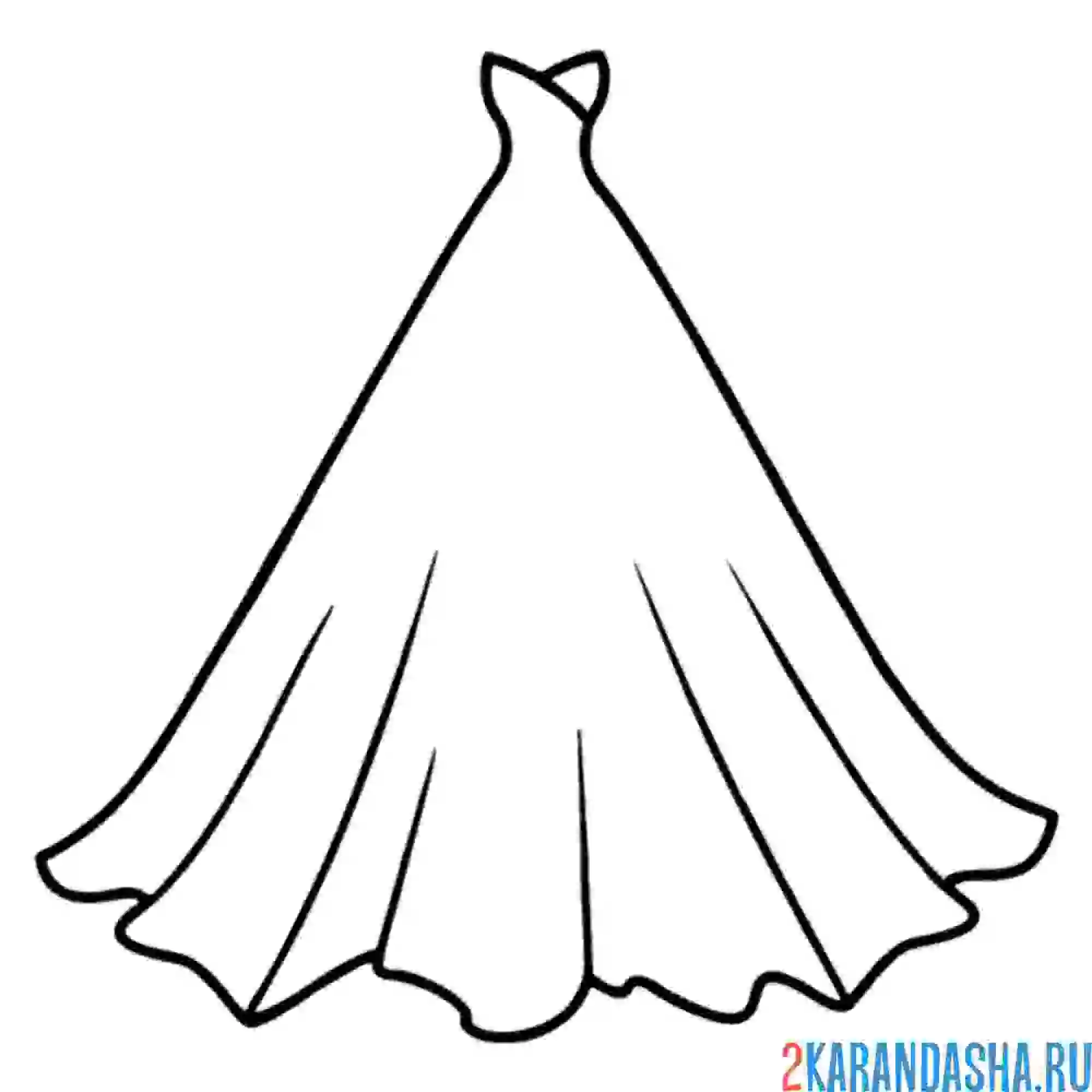 Раскраска свадебное платье длинное
