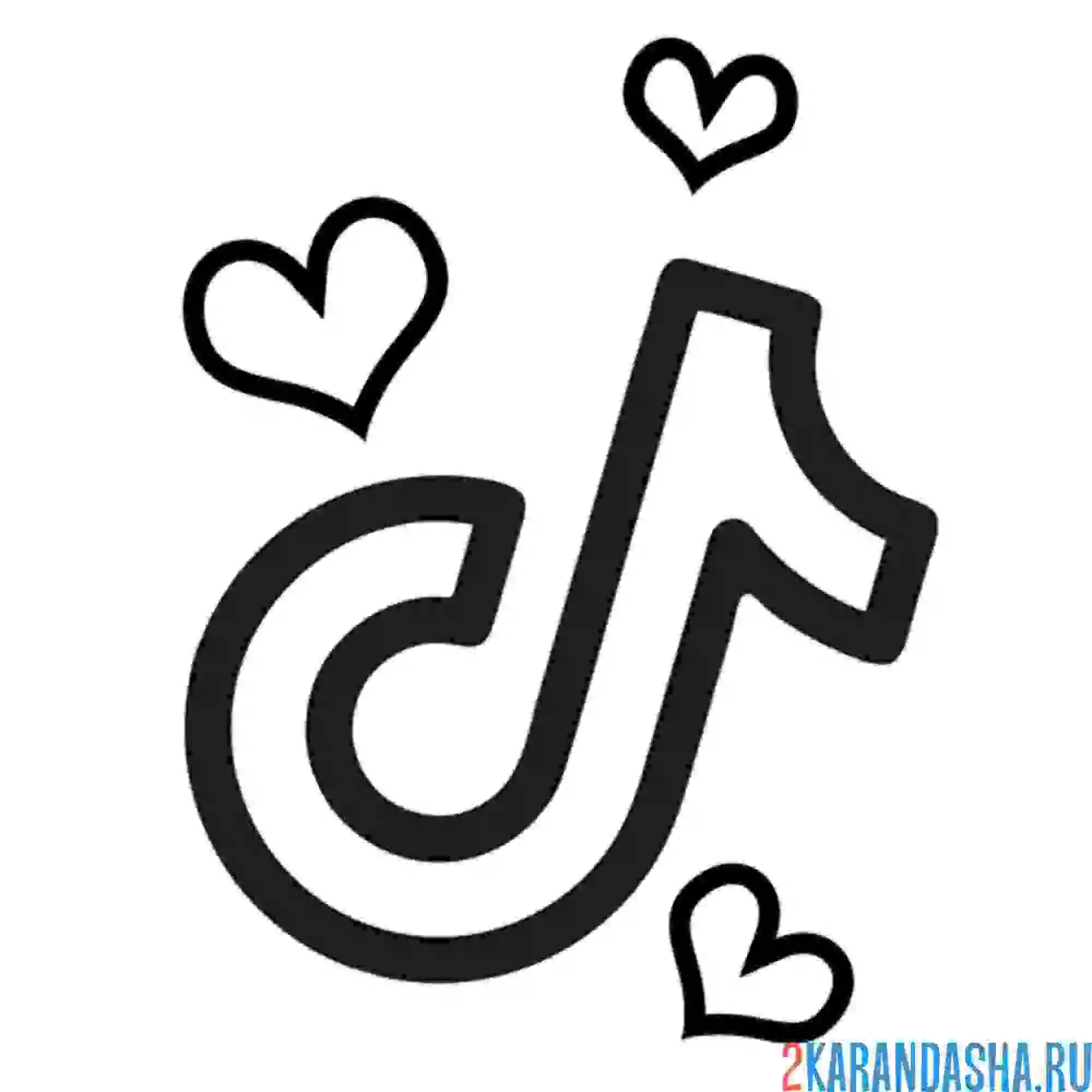 Раскраска тик ток в сердечках