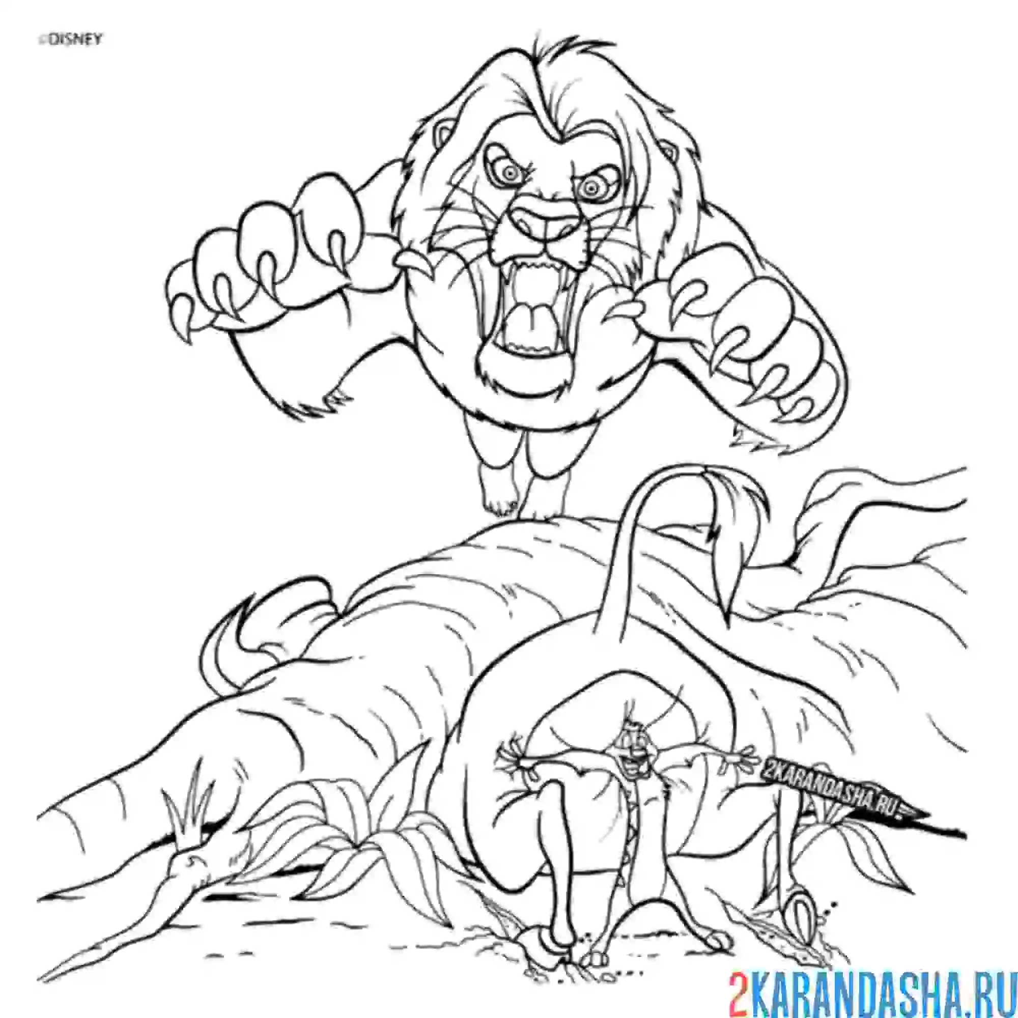 Раскраска тимон и пумба прячутся