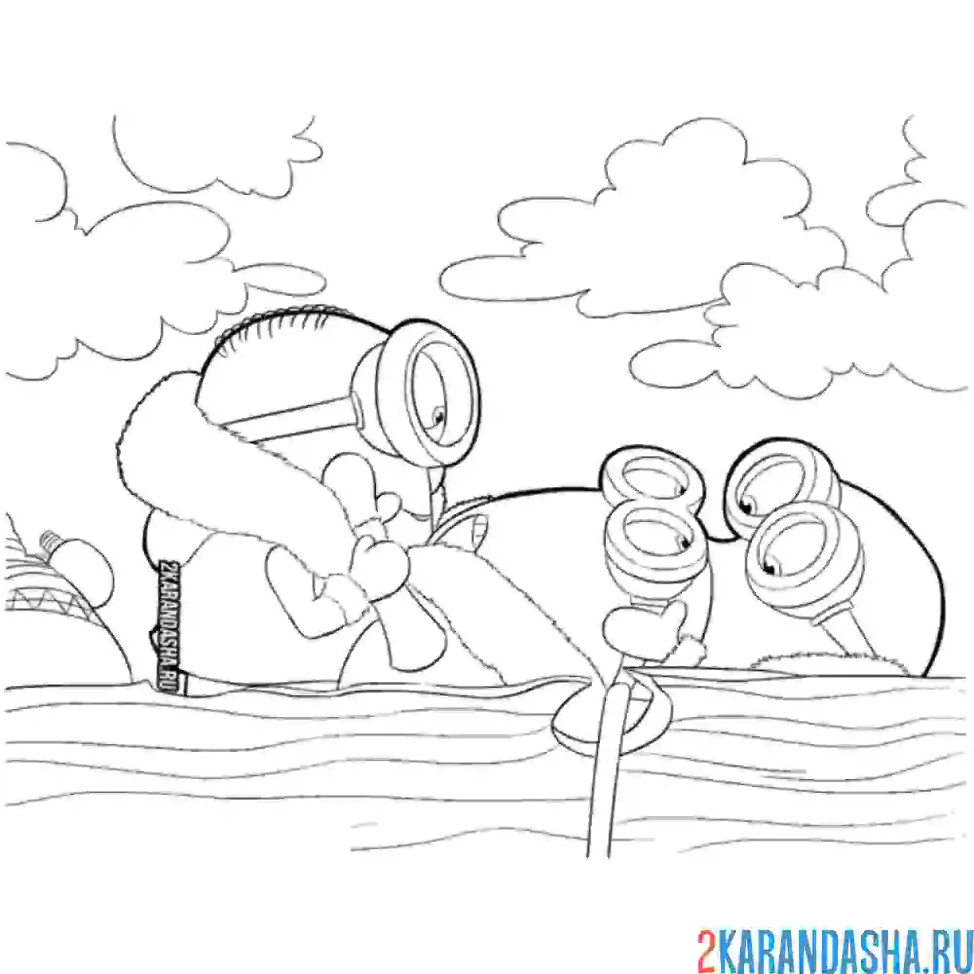 Раскраска в лодке плывут