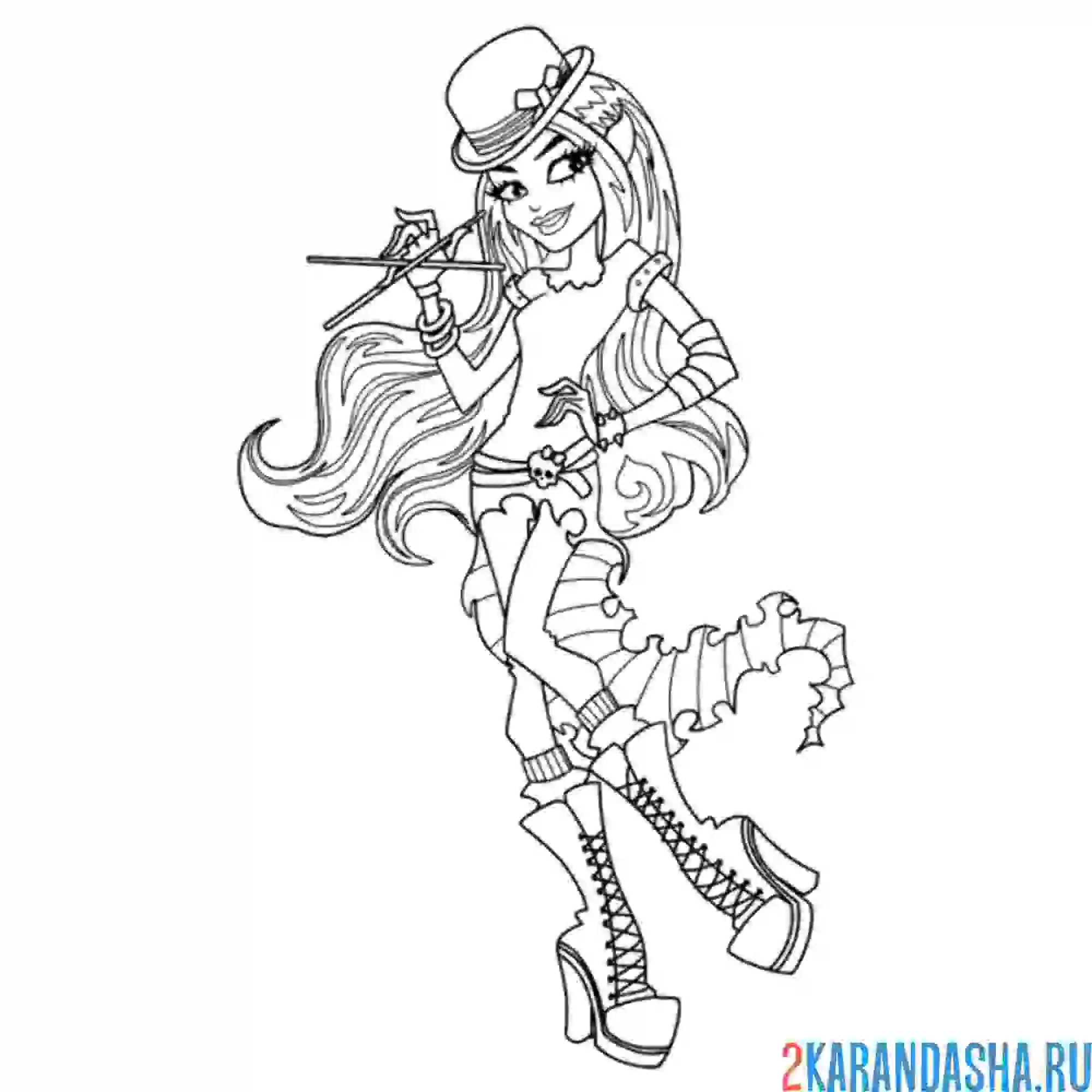 Раскраска монстр хай в шляпе