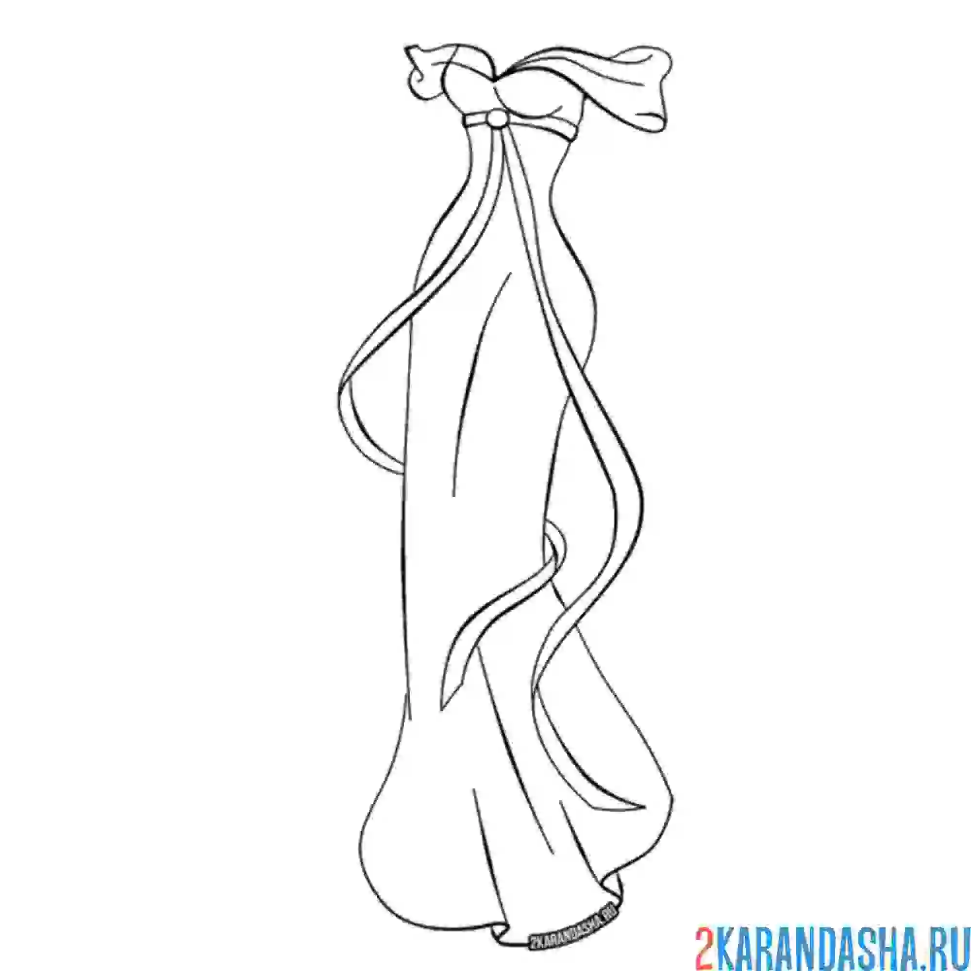 Раскраска вечернее праздничное платье