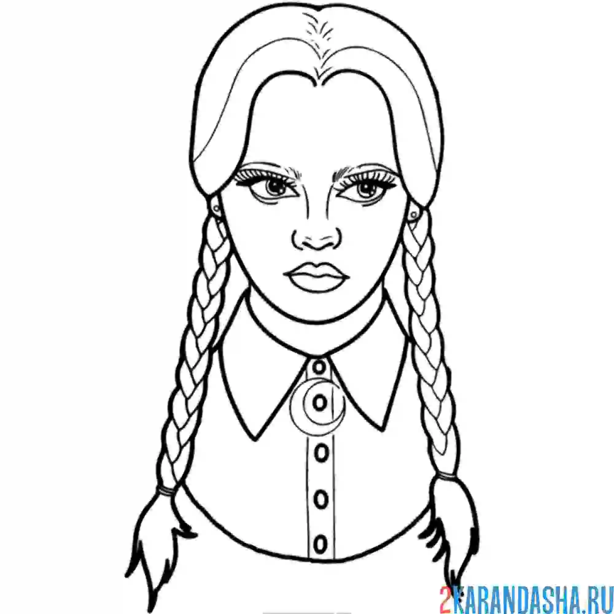 Раскраска венсдей голова