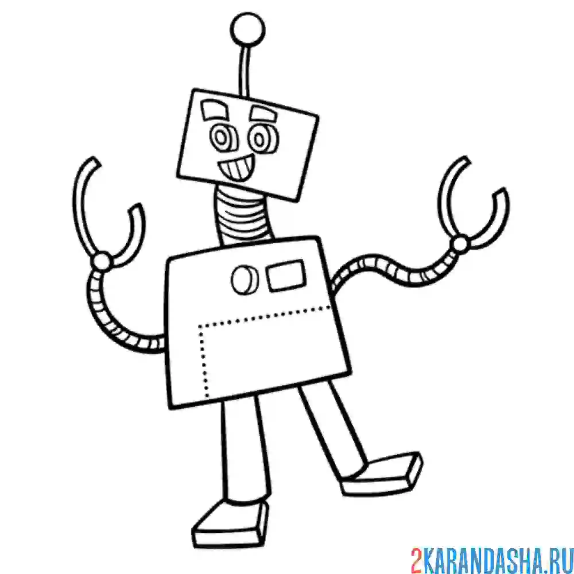 Раскраска веселый робот
