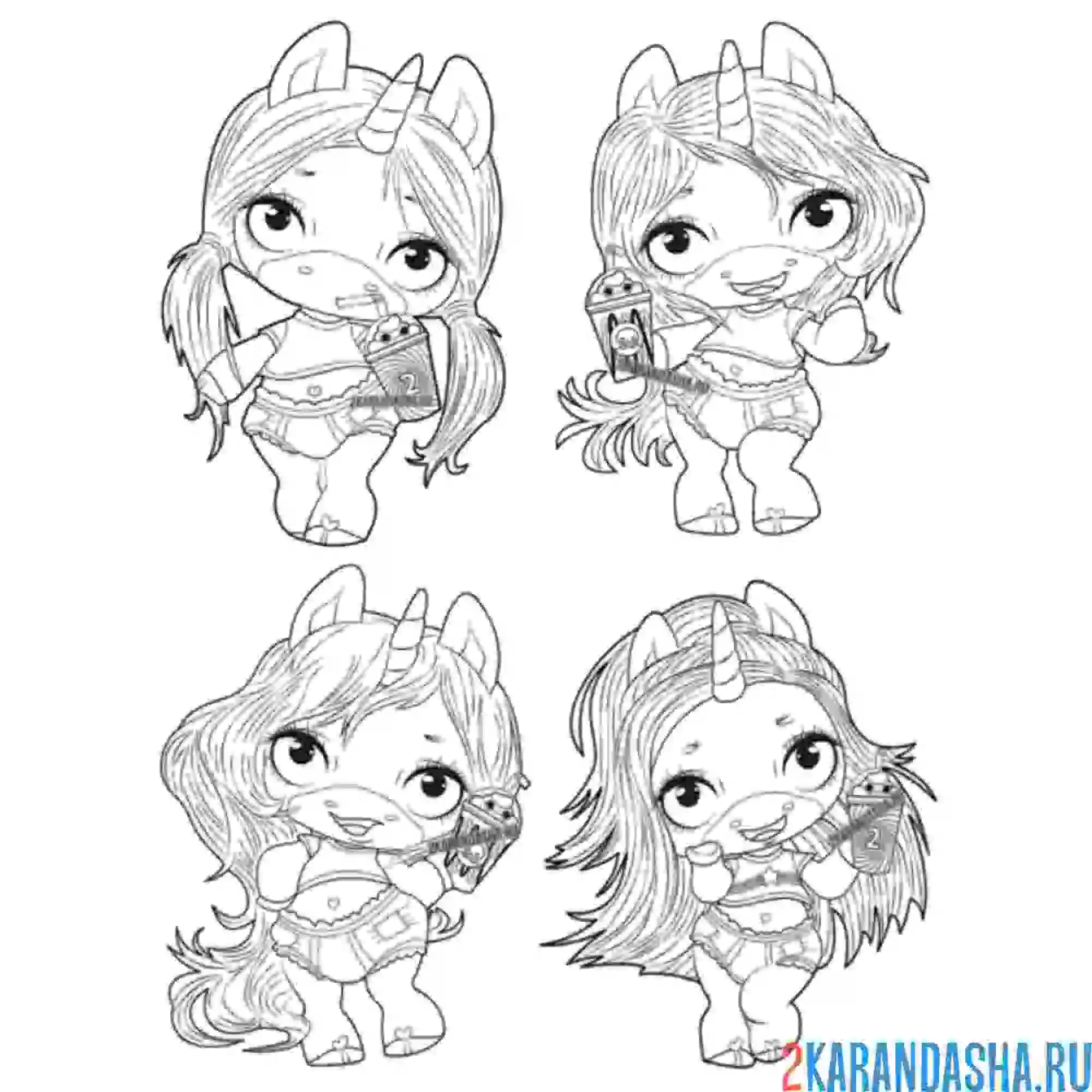 Раскраска все единороги пупси слайм