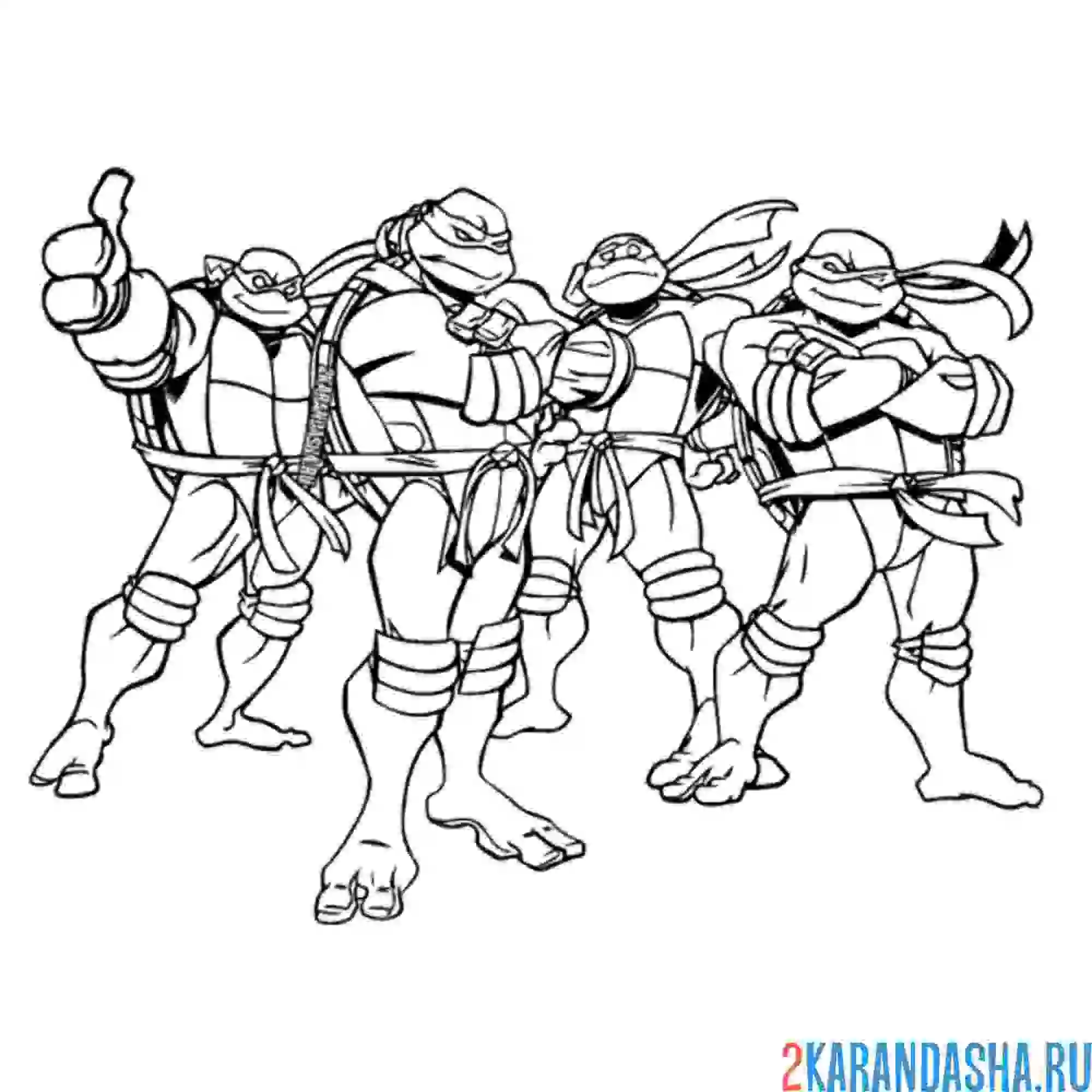 Раскраска все герои черепашки-ниндзя