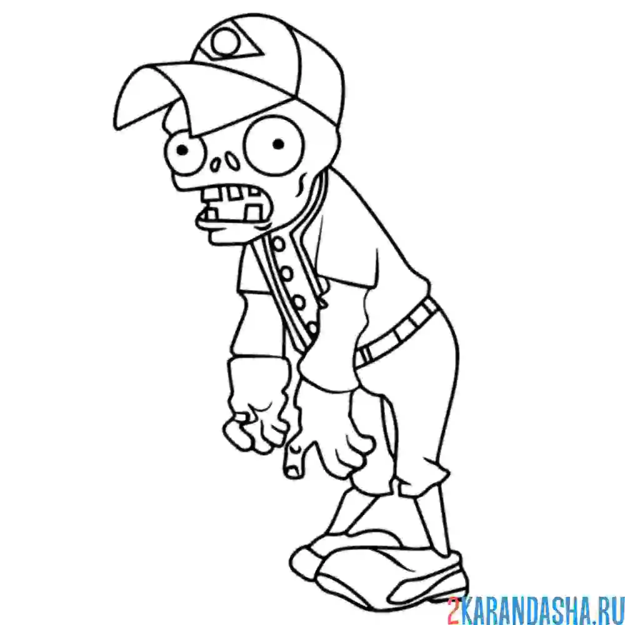 Раскраска зомби-бейсболист