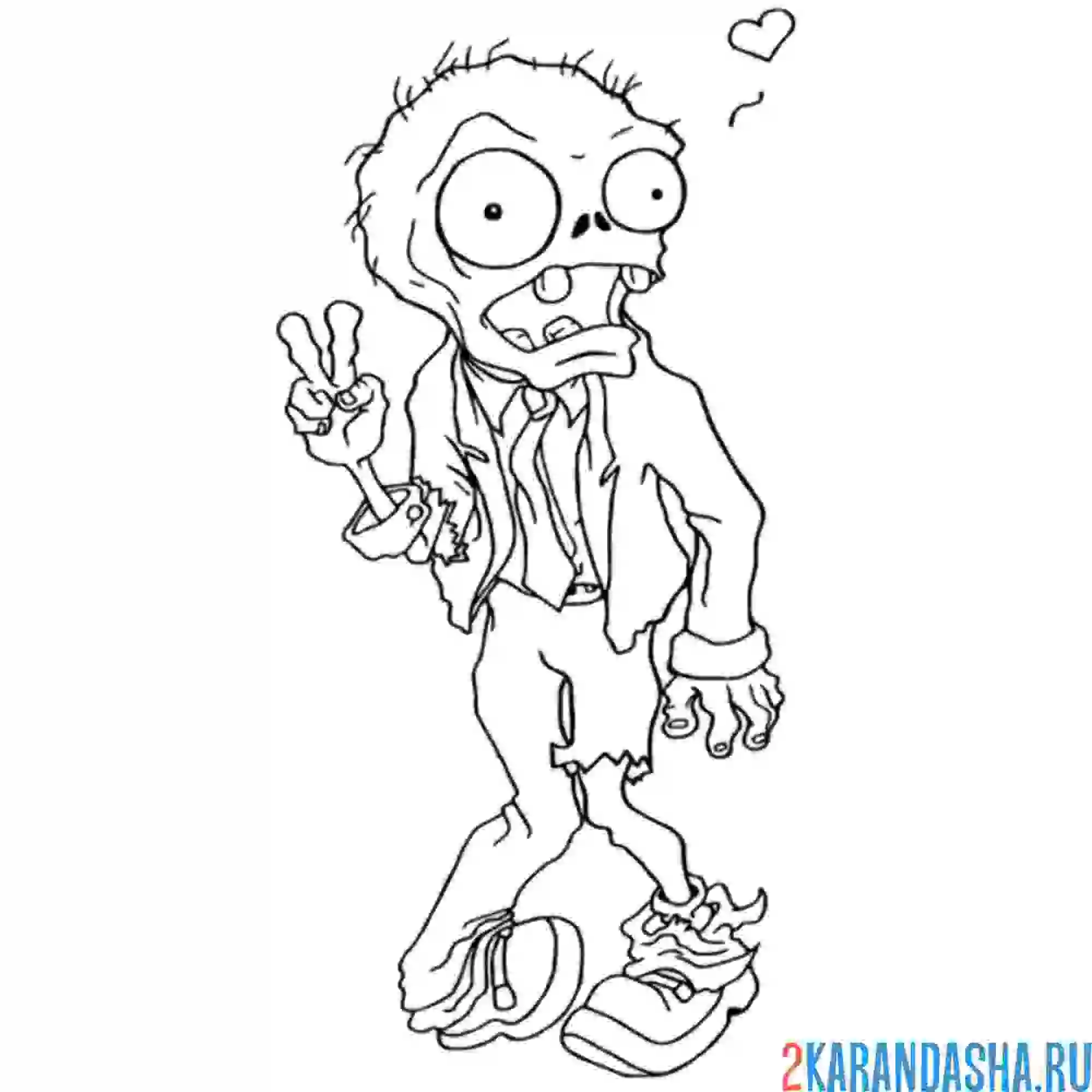 Раскраска зомби передает привет