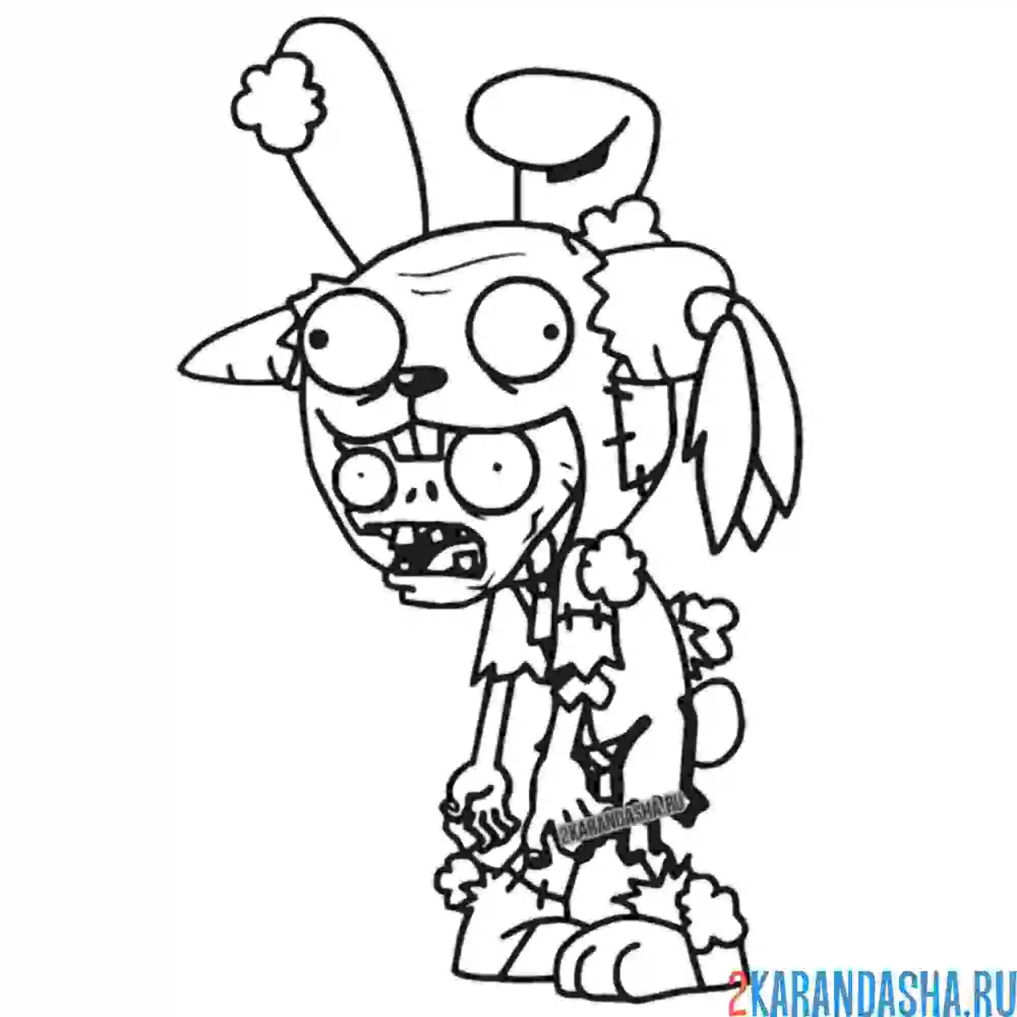 Раскраска зомби в костюме зайчика