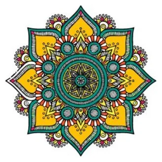 Цветной вариант раскраски мандала денег