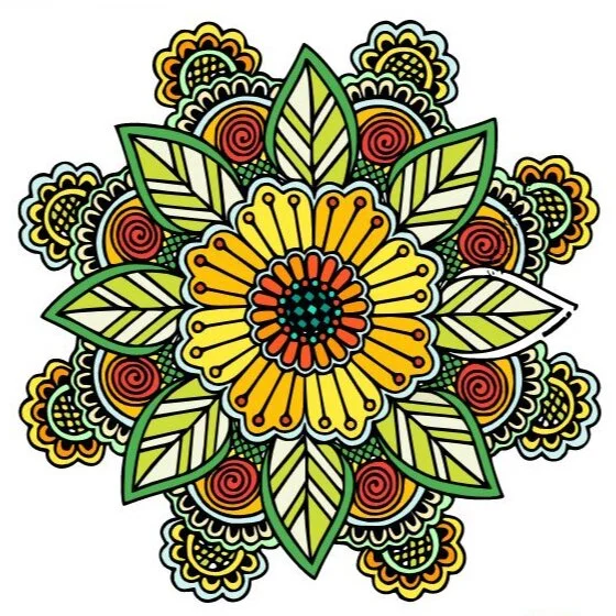 Цветной вариант раскраски мандала фортуны