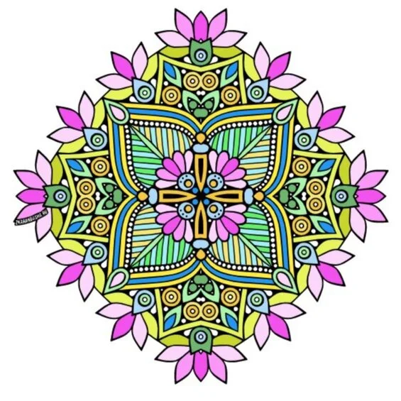 Цветной вариант раскраски мандала богатства