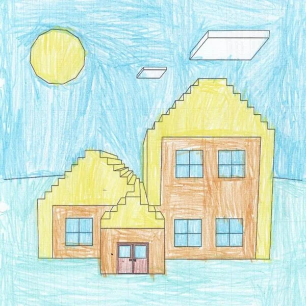 пример раскраски майнкрафт домики