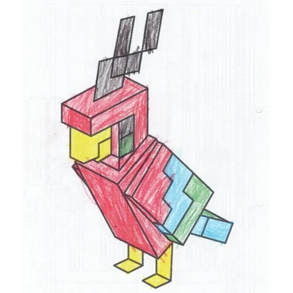 пример раскраски попугай