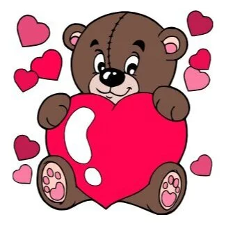 пример раскраски большое сердечко у мишки 14 февраля