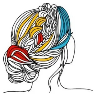 пример раскраски прическа сзади пучок без лица