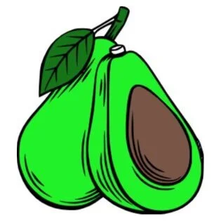 Цветной вариант раскраски сочное авокадо