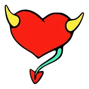 Цветной вариант раскраски сердечко с рожками