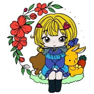 пример раскраски аниме девочка с зайкой