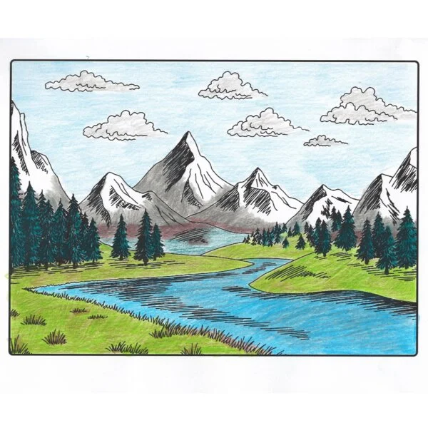 пример раскраски горный хребет