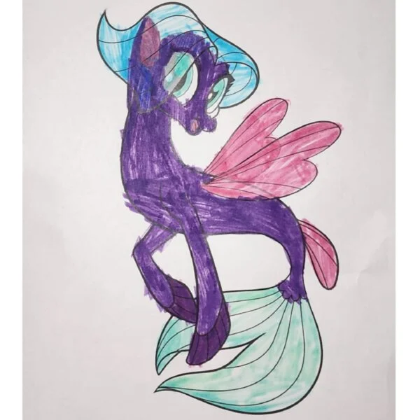 пример раскраски салина блю морская пони