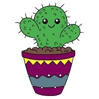 пример раскраски кактус с глазками