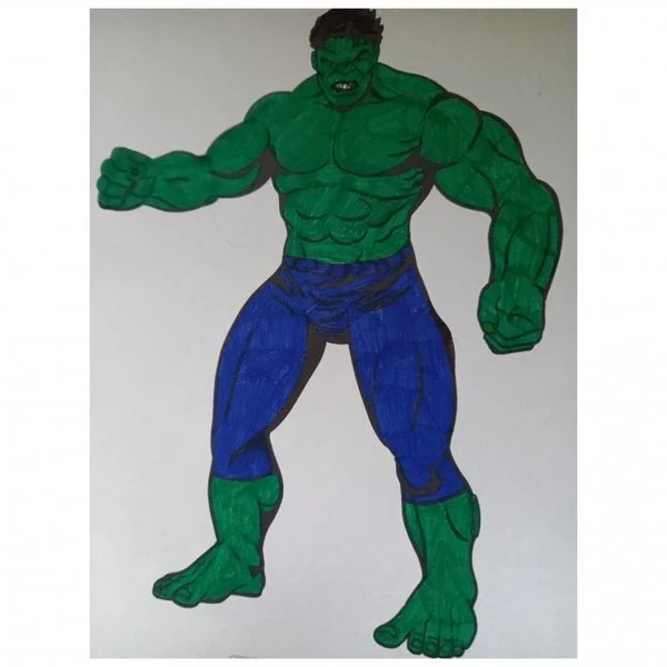 Цветной вариант раскраски халк готовится к удару