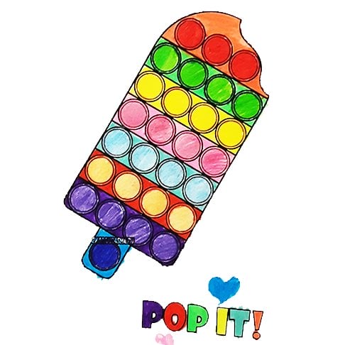 Цветной вариант раскраски мороженое поп-ит