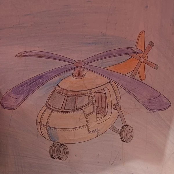 Цветной вариант раскраски вертолет как настоящий