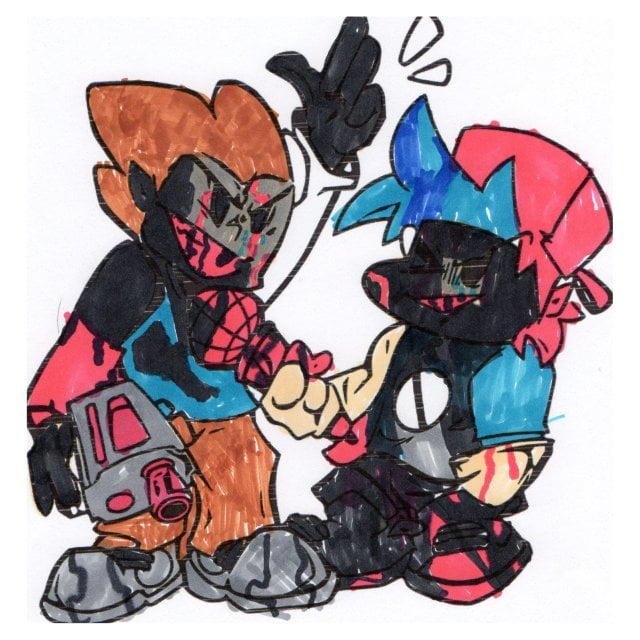 пример раскраски friday night funkin рэперы