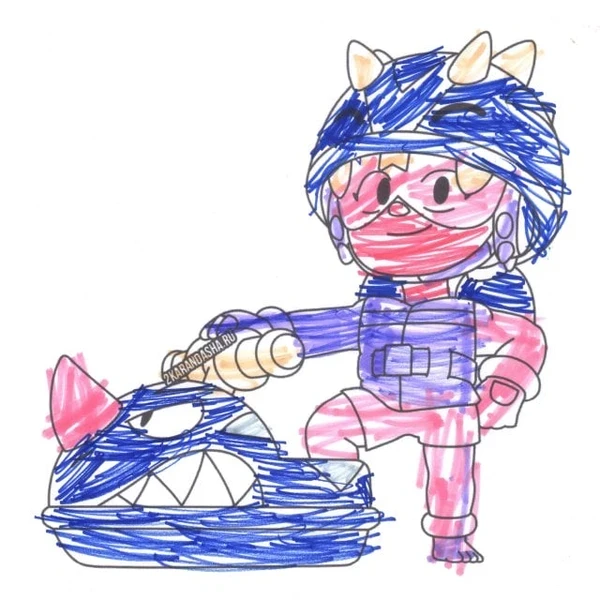 Цветной вариант раскраски аквабайкер джеки