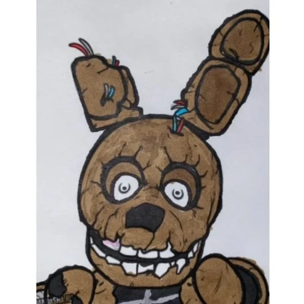 Цветной вариант раскраски сломанный аниматроник бонни