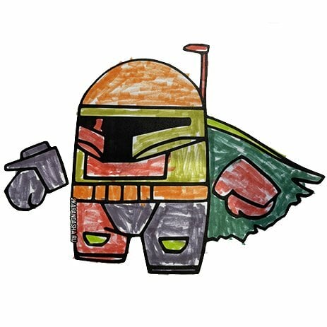 пример раскраски мандалорец из амонс ас