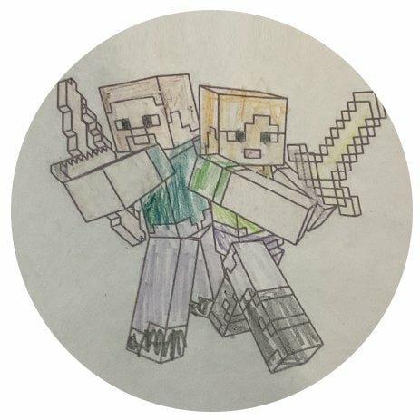 Цветной вариант раскраски стив и алекс