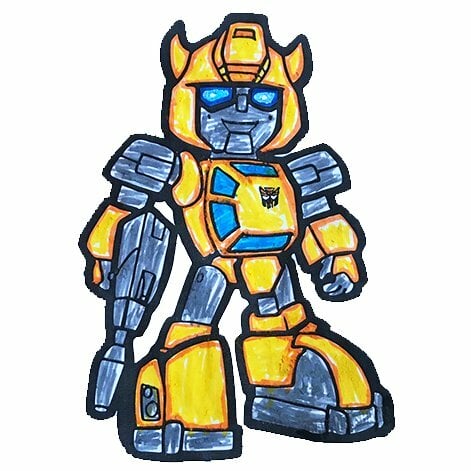 Цветной вариант раскраски добрый бамблби трансформер